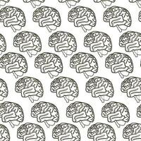 A pattern of pink brains on a white background. Vector seamless background of contour lines. The topic of medicine, surgery, treatment and health. World Brain Day. The background of the brain