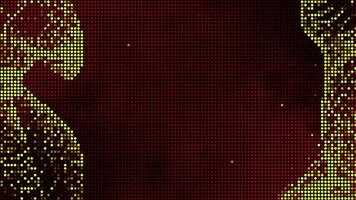 Halftone dots abstract digital technology animated yellow light on red background. video