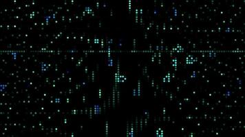 Halftone dots abstract digital technology animated blue light on black background. video