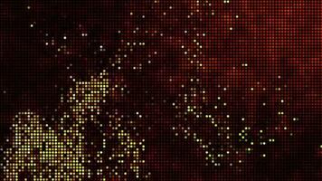 Halftone dots yellow Burning sparks fire motion on red background video