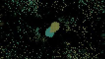 Halftone dots abstract digital technology animated multicolored light on black background. video