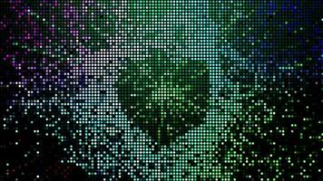 Halftone dots abstract digital technology animated multicolored light on green background. video