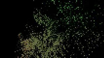 Halftone dots abstract digital technology animated green light on black background. video