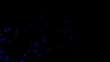 Halftone dots abstract digital technology animated blue light on black background. video