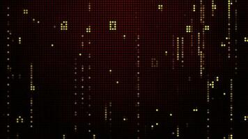 Halftone dots abstract digital technology animated orange light on red background. video