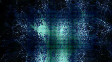 Halftone dots abstract digital technology animated blue light on black background. video