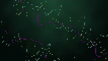 Halftone dots abstract digital technology animated multicolored light on green background. video