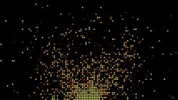 Halftone dots yellow Burning sparks fire motion on black background video