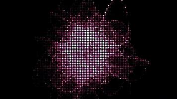 Halftone dots abstract digital technology animated pink light on black background. video