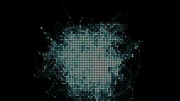 Halftone dots abstract digital technology animated blue light on black background. video