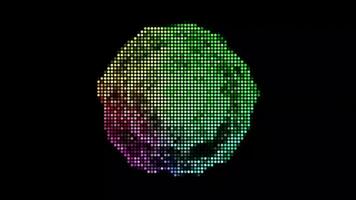 Halftone dots abstract digital technology animated multicolored light on black background. video