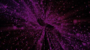 Halftone dots abstract digital technology animated pink light on black background. video