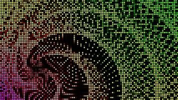 Halftone dots abstract digital technology animated multicolored light on back background. video