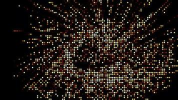 Halftone dots abstract digital technology animated orange light on black orange background. video