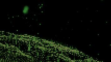 Halftone dots abstract digital technology animated green light on balck background. video