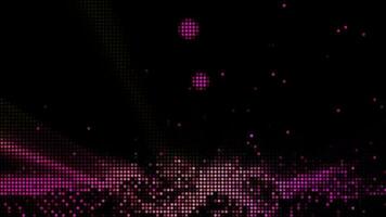 halvton prickar abstrakt digital teknologi animerad rosa ljus på svart bakgrund. video