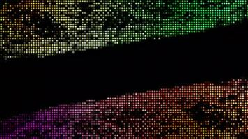 halvton prickar abstrakt digital teknologi animerad flerfärgad ljus på Balck bakgrund. video