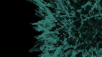 Halftone dots abstract digital technology animated blue light on black background. video