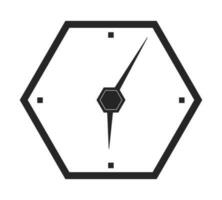 Hexagon shape wall clock flat monochrome isolated vector object. Honeycomb design clock. Editable black and white line art drawing. Simple outline spot illustration for web graphic design