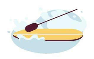 Paddle boarding lake semi flat colour vector object. Paddleboarding river. Sup board. Surfboard. Editable cartoon clip art icon on white background. Simple spot illustration for web graphic design