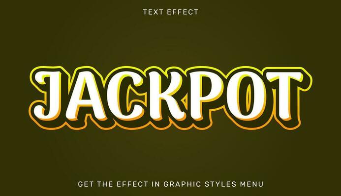 Jackpot editable text effect with 3d style. Text emblem for advertising, branding, business logo