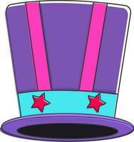 Magical hat in color with star for carnival concept. vector