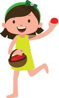 Beautiful happy little girl character. vector