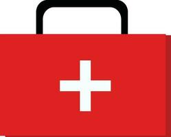 Flat style Doctor's briefcase in red color. vector