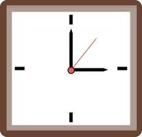 Brown color wall clock in square shape. vector