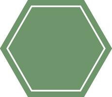 Flat green color badge or sticker in hexagon shape. vector