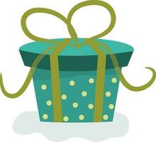 Blue gift box with green ribbon. vector