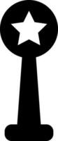 aislado negro y blanco icono de trofeo con estrella. vector