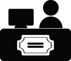 Illustration of Ticket counter with man icon in flat style. vector