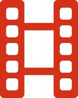 Red Film strip icon in flat style. vector
