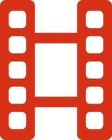 Red Film strip icon in flat style. vector
