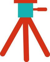 Red and sky blue icon of Tripod for Photography concept. vector