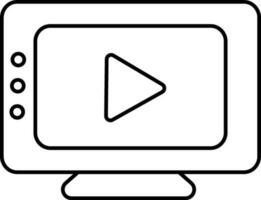 Video player line stroke icon in flat style. vector