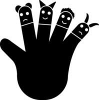 Black and white icon of many face in finger. vector