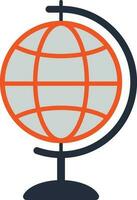 Globe icon with stand in illustration. vector