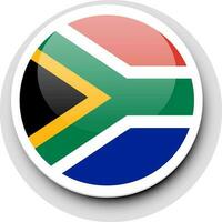 Flat illustration of South African flag button. vector