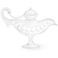 Black line art oil lamp. vector