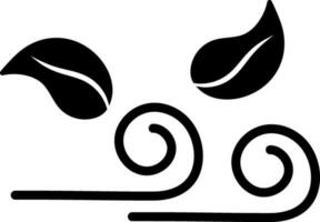 Black and White icon of Blowing Leaves. vector