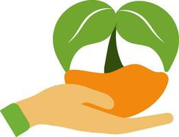 Human hand holding plant for Save Tree concept. vector