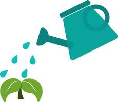 Watering can with green plant icon for Plantation concept. vector