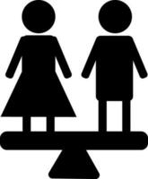 Man and woman standing on weighing scales. vector