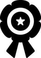Black and white badge. Glyph icon or symbol. vector