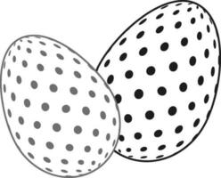 Black line art easter eggs decorated by dots. vector