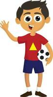 Character of a boy holding football. vector