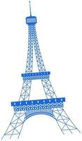 Eiffel tower in blue color. vector