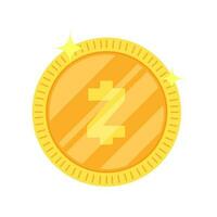 plano estilo brillante z efectivo moneda en dorado color. vector